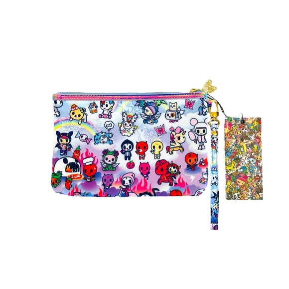 Tokidoki Angels & Devil Design Makeup Bag Cosmetic Case Pencil Pouch Wristlet - Picture 2 of 3